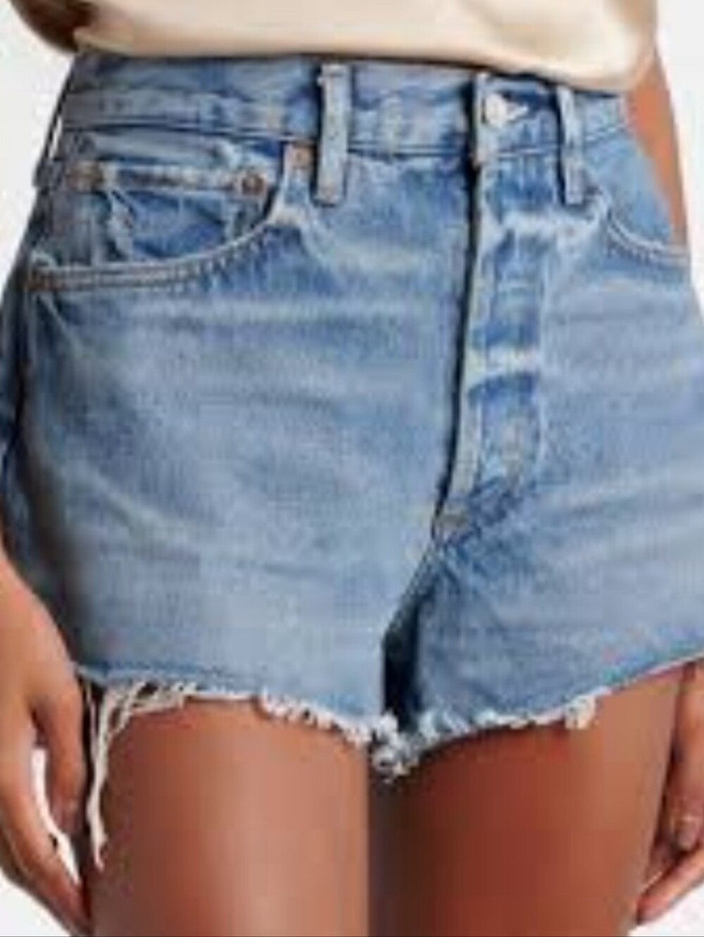 Agolde Parker Organic Cotton Denim Shorts Button Fly
